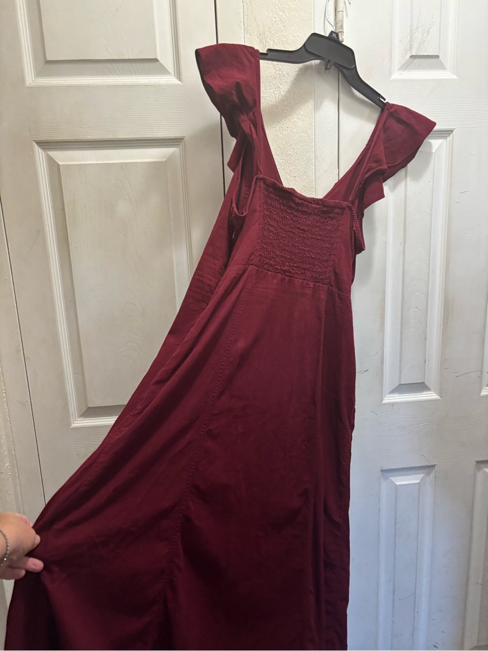 Universal Thread Burgundy Ruffle V-Neck Dress - Picture 6 of 6